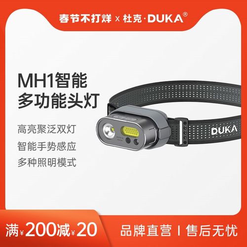 杜克头灯MH1充电超亮多功能照明夜钓手电筒锂电户外露营超长续航