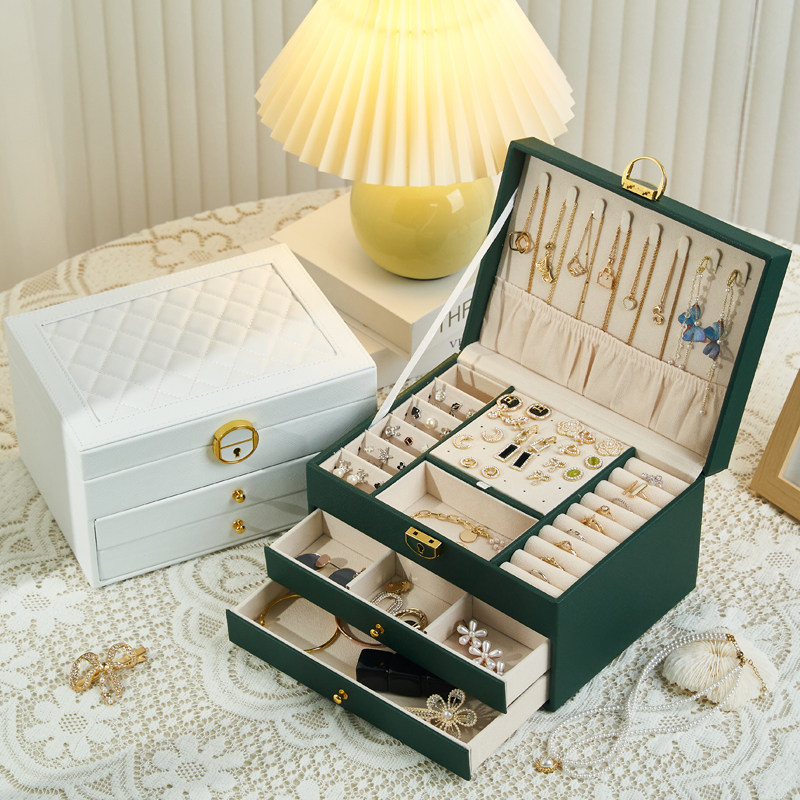 高档首饰盒多层耳钉耳饰戒指手表项链珠宝手饰品收纳盒精致大容量