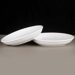 8英寸圆形纯白盘微 6个陶瓷厚边圆盘家用菜盘子饭馆酒店碟子7