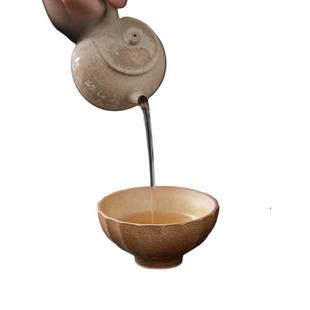 手工柴烧茶杯复古土陶粗陶功夫茶具围炉煮斗笠个人茶杯喝茶主人杯