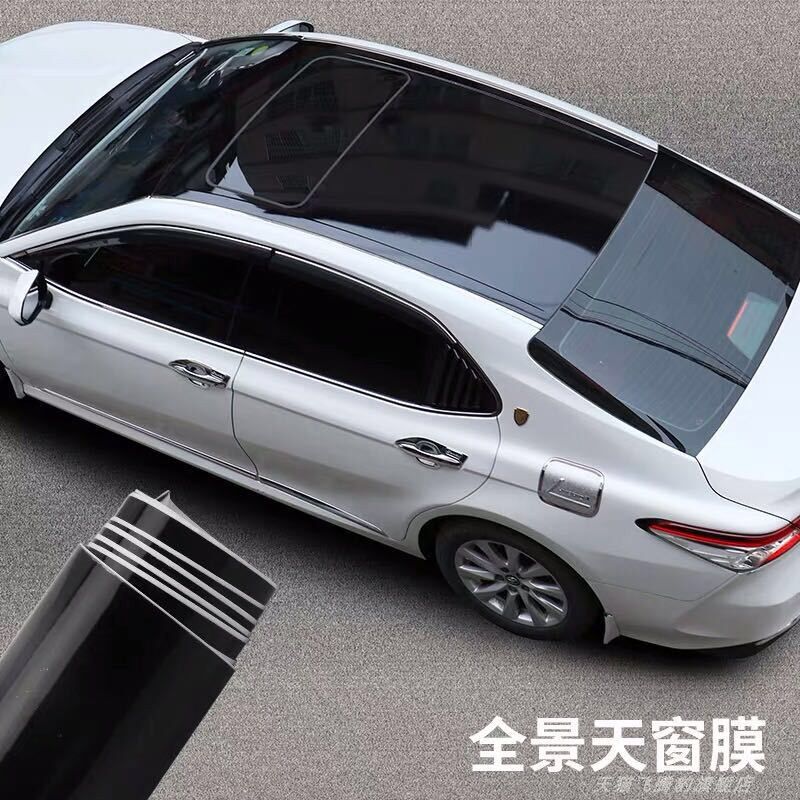 汽车悬浮车顶膜改装高亮黑贴纸加厚E仿全景天窗膜钢琴黑色镜面贴