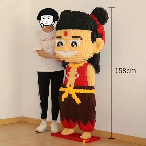 2025新款巨型魔童哪吒积木小颗粒益智K拼装儿童玩具拼图摆件礼物