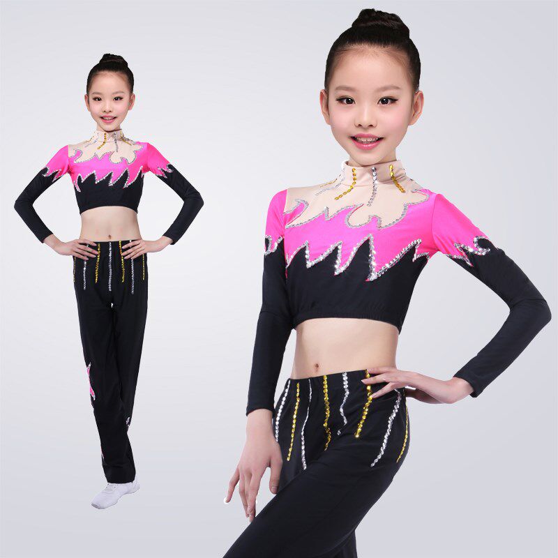 儿童健美操服学生拉拉队体操服啦啦F操比赛服装儿童团体竞技体操