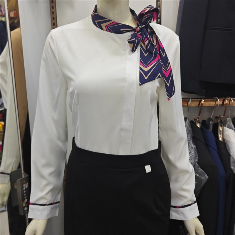 空姐职业套装女气质酒店前台接待工装套裙美容院衬V衣工作服白衬