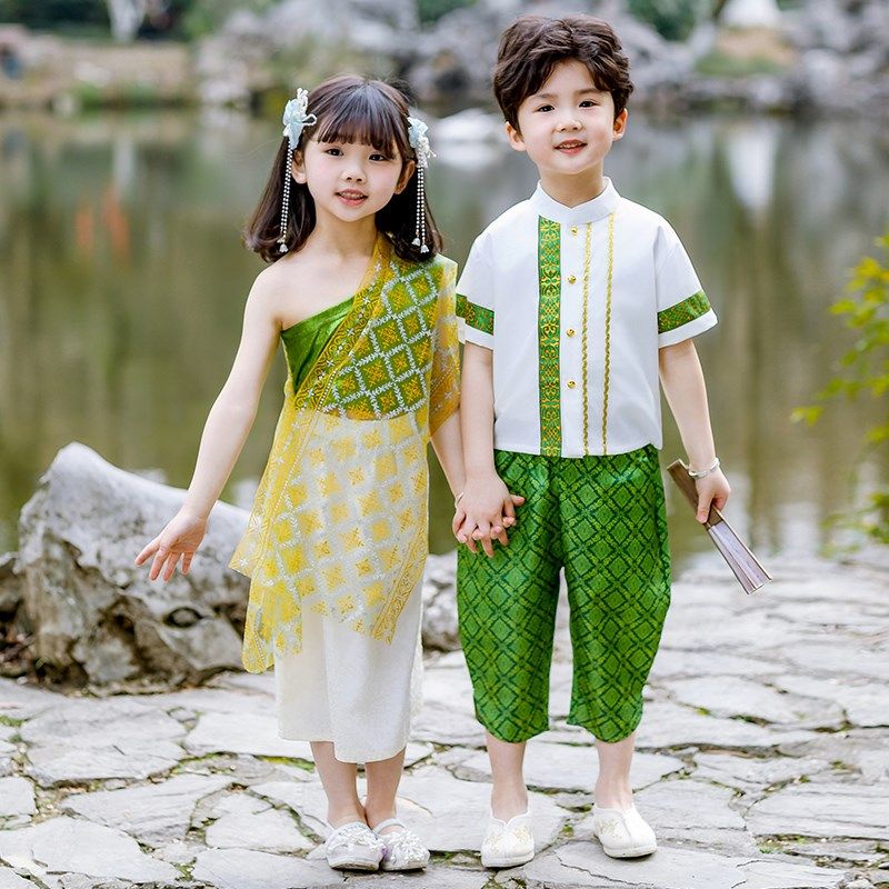 傣族服装儿童女云南西双版u纳旅途拍照夏舞蹈泼水节男童民族风套