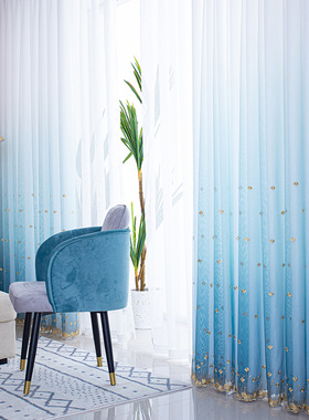 窗帘白色纱帘窗纱透光不透人u2020年新款客厅卧室飘窗帘双层一体