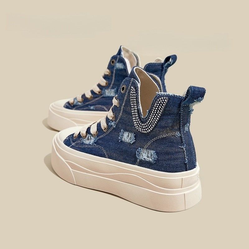 2025新款百搭透气高帮帆布鞋y女夏季小白鞋韩版厚底增高休闲板鞋,女鞋,帆布鞋,淘宝优惠券,粉丝福利购,淘宝优惠卷