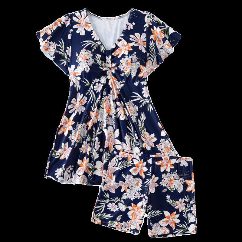 大码泳衣女款分体两件保守遮肚显瘦泡温泉中老年妈妈女.款海边泳