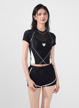 分体泳衣女保守2025r新款高级感游泳馆平角显瘦遮肚透气游泳装