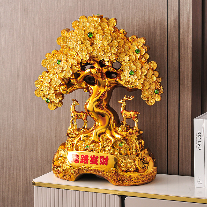 落地摆件发财树招财鹿大型酒店大堂D客厅装饰公司开业乔迁新居礼,家居饰品,落地摆件,淘宝优惠券,粉丝福利购,淘宝优惠卷