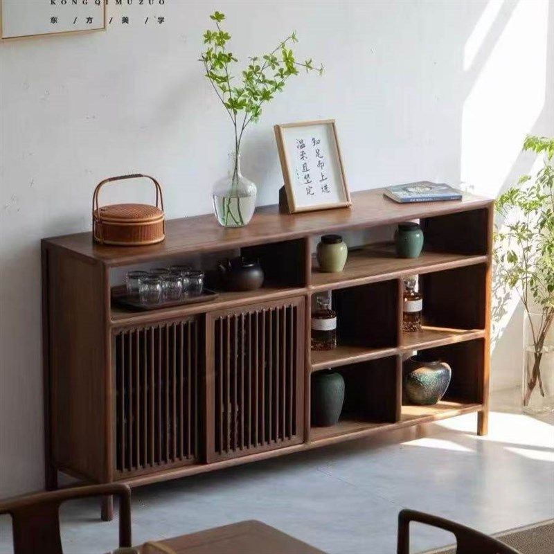 新中式实木e储物柜茶矮柜茶柜边柜北美黑胡桃储藏柜杂物柜茶水柜,住宅家具,餐边柜,淘宝优惠券,粉丝福利购,淘宝优惠卷