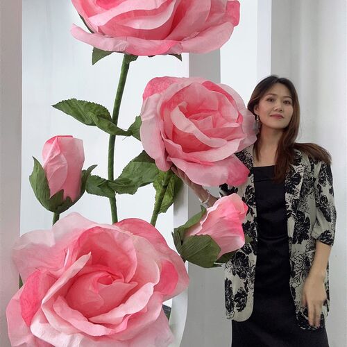 巨型粉玫瑰纸花艺婚礼大玫瑰道具商场M摆件网红橱窗布置装饰
