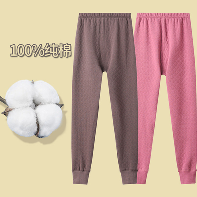 老年人纯棉保暖裤女秋裤r线裤衬裤宽松妈妈奶奶全棉毛裤加厚红内
