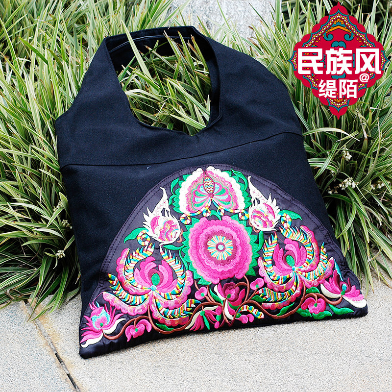 帆布包女斜挎e单肩手提袋绣花学生包包2025新款潮大容量手拎帆布