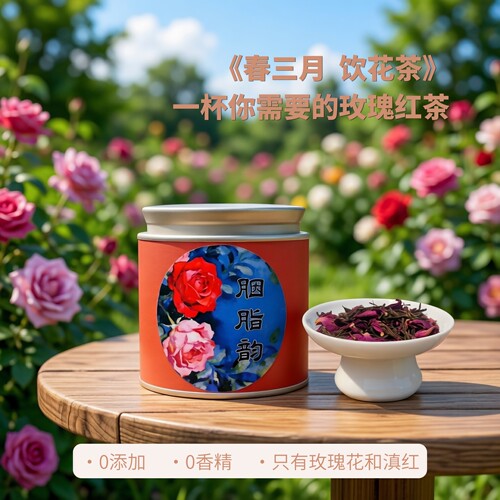 【胭脂韵】春日饮花茶玫瑰红茶0香精0添加精致下午茶泡水喝花茶