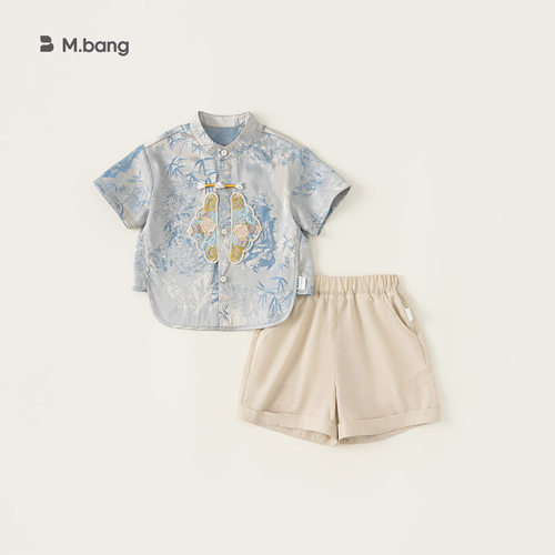 宥宝童装男童盘扣短袖上衣宽松