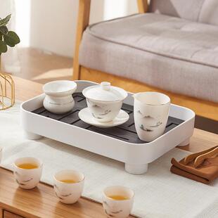 家用茶盘轻奢现代简约茶具储水茶茶杯沥水小型茶台方形托盘 日式
