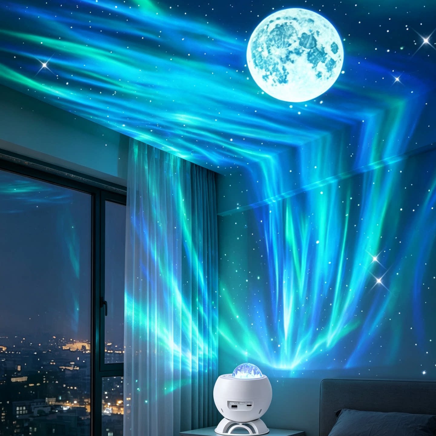北极光星空投影灯蓝牙音箱充电卧室氛围灯浪漫情侣纪念日创意礼物