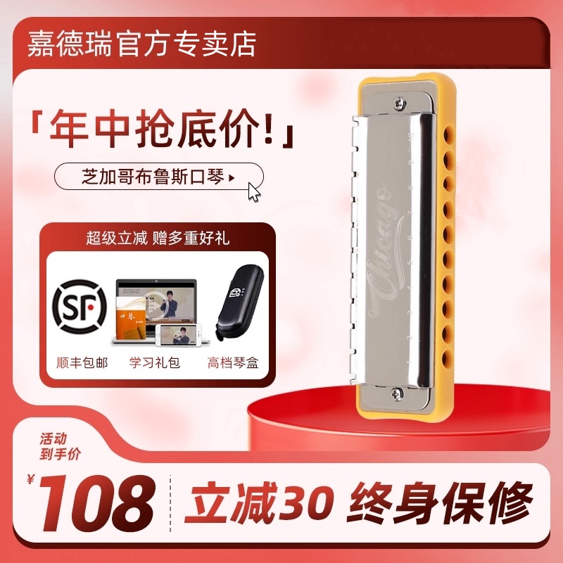 Chicago十孔布鲁斯口琴paddy