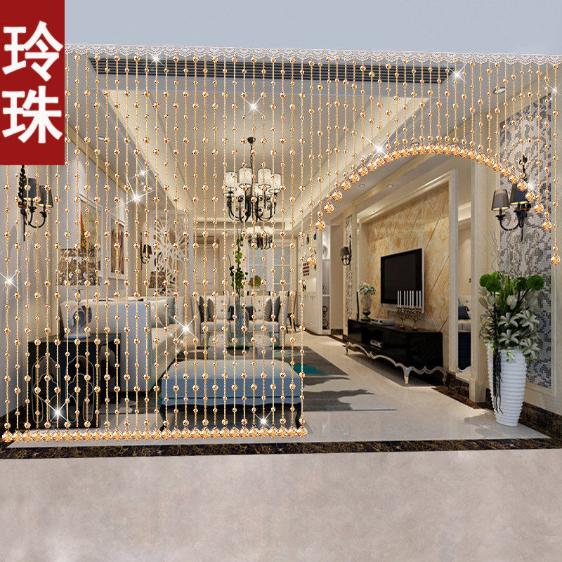 水晶珠帘客餐厅隔断帘卧室家用半门帘玄关装饰P过道成品挂帘子新