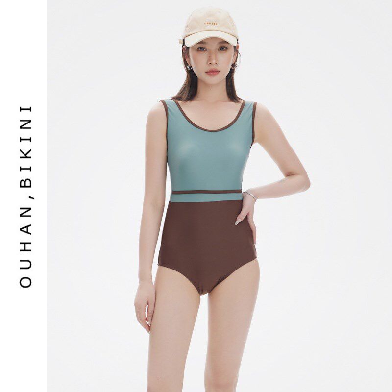 2024年新款ins风小胸聚拢遮肚显瘦H连体保守专业竞速温泉游泳衣女