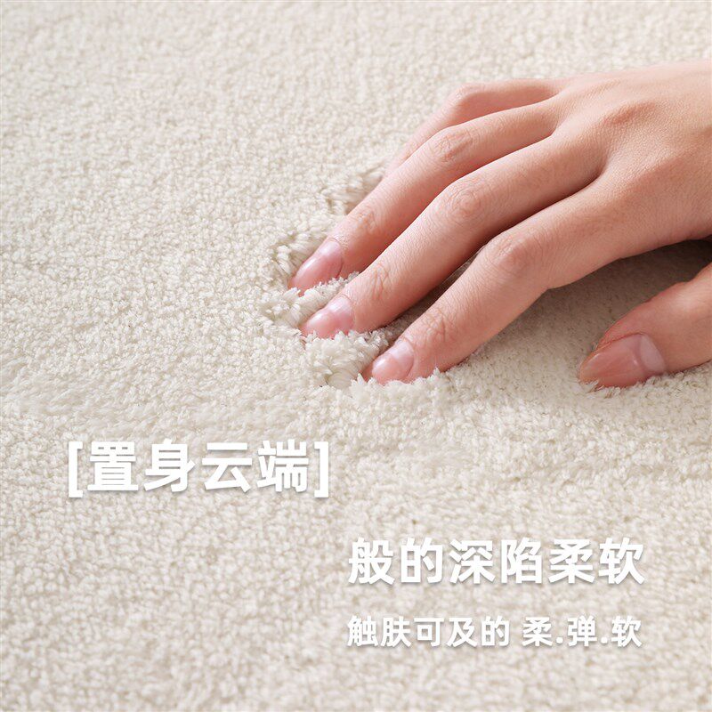白色地毯客厅毛绒地垫卧室床边毯秋冬加厚长绒Q奶油风纯色脚垫房