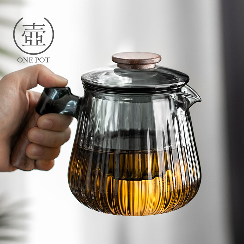 一壶 泡茶壶玻璃茶水分t离过滤茶壶家用花茶壶泡茶器套装煮茶壶