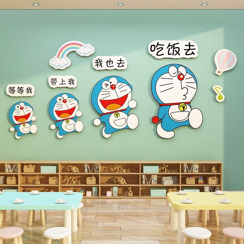 午托管中心班布置小饭桌墙面装饰品H环创主题食堂餐厅文化贴