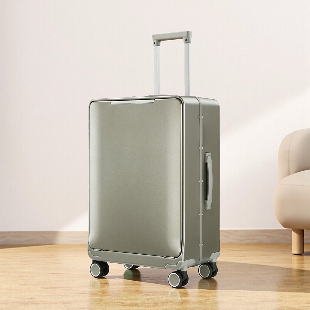 新款前开盖行李箱20寸铝框一仓到底24寸密码箱男女商务拉杆旅行箱