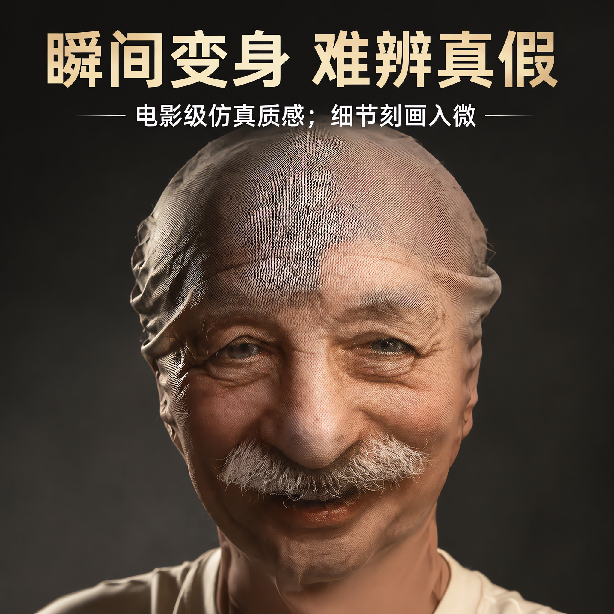 3D仿真网纱白胡子老人面具万圣节