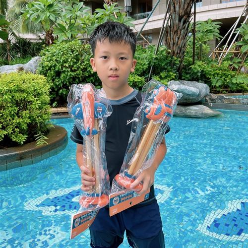 儿童萌趣工程车水枪挖掘机抽拉高压水炮夏日游泳池打水仗戏水玩具