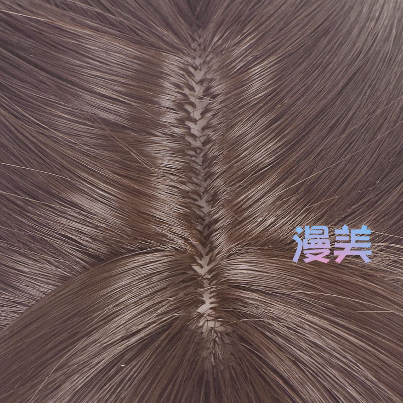 漫美 进击的巨人 韩吉cos假发   萨莎 半扎造型深棕色虎口夹