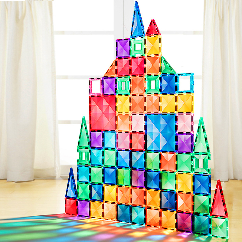 弥鹿彩窗磁力片强磁轨道管道积木拼图百变磁力棒儿童益智玩具麋鹿