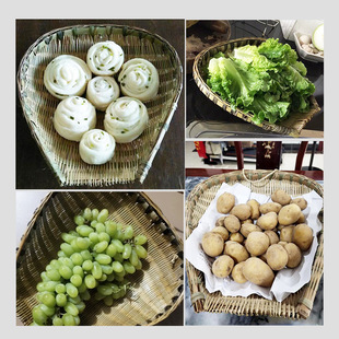 饰竹筛筲箕洗菜竹篮 簸箕家用手工沥水青皮竹农家筐晾晒厨房竹编装