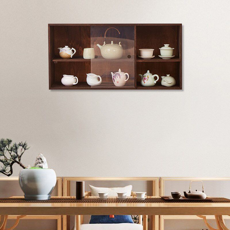 憨娃餐边柜家用水杯碗柜防尘玻璃移门茶水柜储物柜吊柜收纳柜壁挂