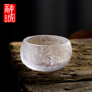 琉璃茶杯加厚透明玻璃主人杯单杯功夫茶具个人品茗杯高档小茶盏