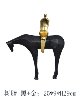 新中式动物骏马人物摆件样板房间售楼处酒店客厅玄关博古架装饰品