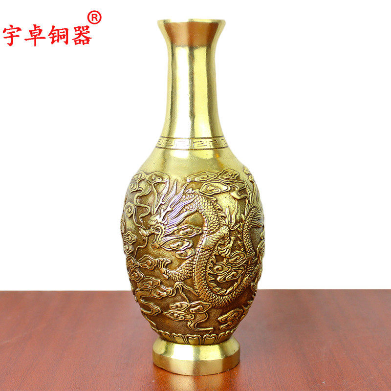 宇卓铜器纯铜花瓶黄铜花瓶铜工艺品龙凤花瓶多款 铜花瓶摆件