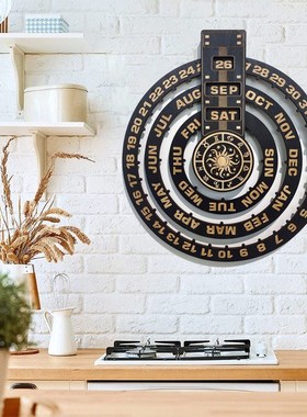 新款木质工艺品墙饰创意家居装饰木制激光雕刻万年历挂件壁饰装饰