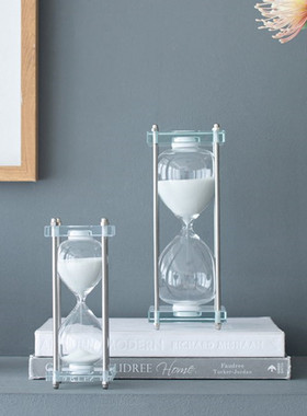 Powkhome轻奢复古玻璃沙漏计时器家居茶几玄关装饰工艺品桌面摆件