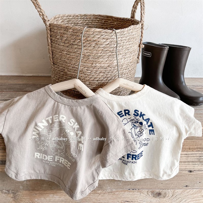 儿童麻棉短袖T恤夏季韩国童装男女童打底衫女宝宝纯棉套头上衣潮