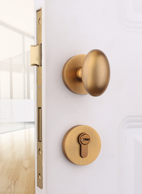 依佰利美式门锁仿古铜球形锁青古房门锁欧式椭圆鸭蛋球锁静音门锁