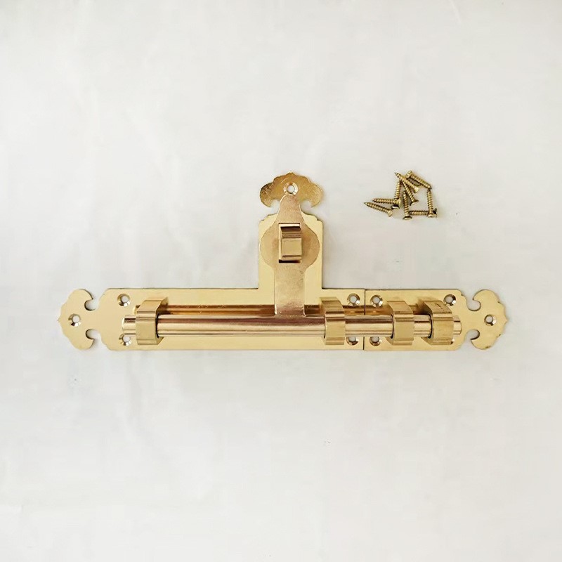 仿古纯铜门栓中式门闩复古大门门锁扣花园户外庭院明装木门铜插销