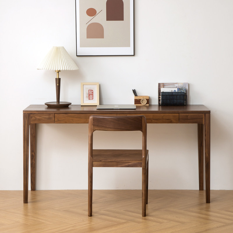 实木白橡木学生书桌北美黑胡桃木原木组装学习桌樱桃木家用电脑桌,住宅家具,书桌,淘宝优惠券,粉丝福利购,淘宝优惠卷