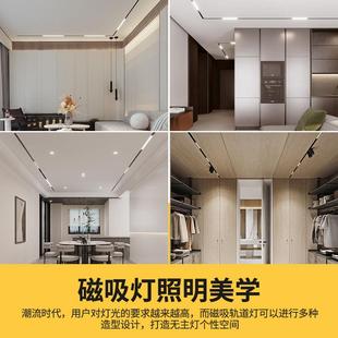 暗藏无主灯客厅照明家用明装 磁吸轨道灯嵌入式 射灯卧室过道线性灯