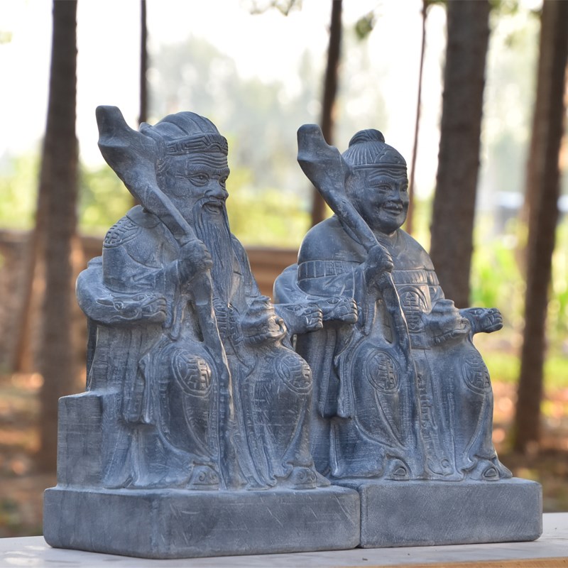 石雕土地公土地婆供奉土地庙神像青石雕刻石头土地爷爷土地奶奶像