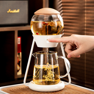 家用懒人泡茶神器功夫茶杯茶壶轻奢办公室会客 玻璃自动茶具套装