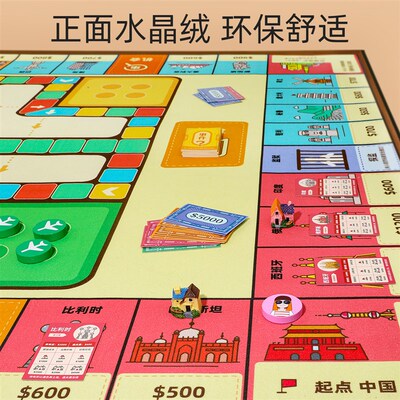 大富富翁飞行棋桌面游戏地垫世界之旅儿童成人豪华版桌游棋盘地毯