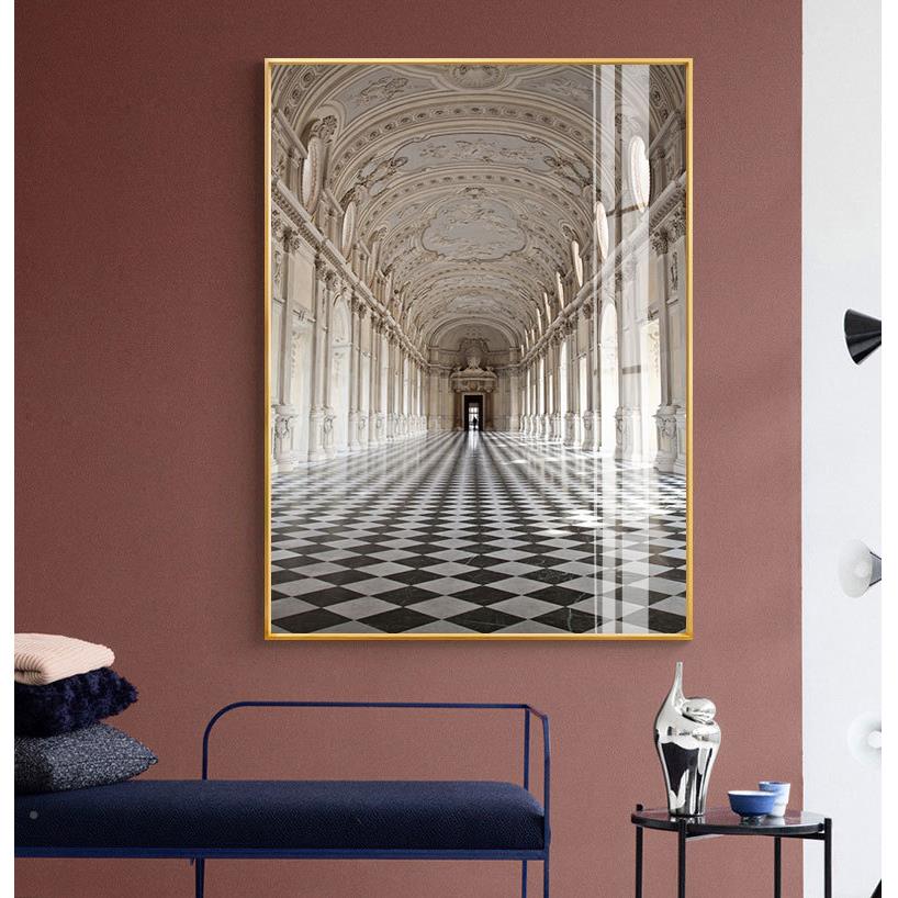走廊楼梯过代金色红色道现简约客玄厅装饰画铝金酒合店关挂画金色图片
