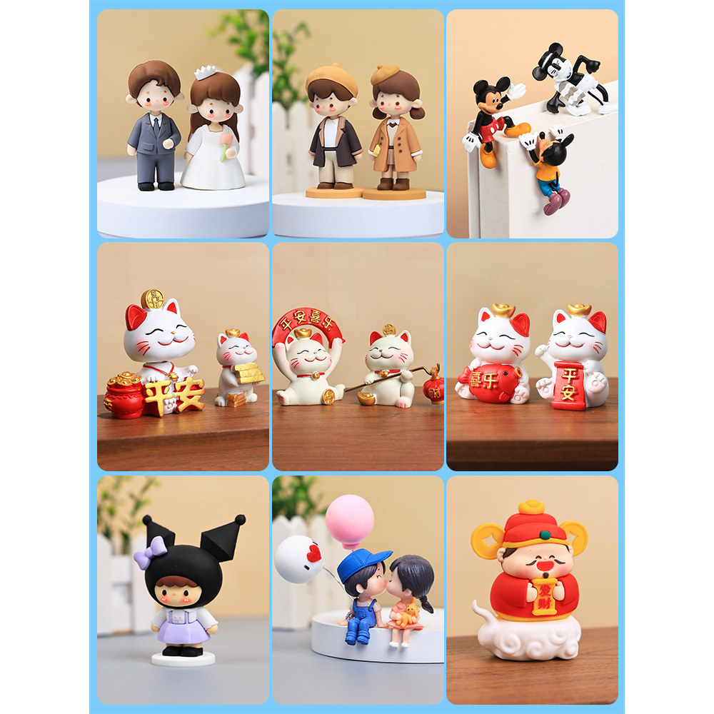 玩偶摆件创意家居好物招财猫房间门牌门贴入户玄关小装饰品办公室工位小摆件桌面新年装饰客厅可爱卡通吉祥物